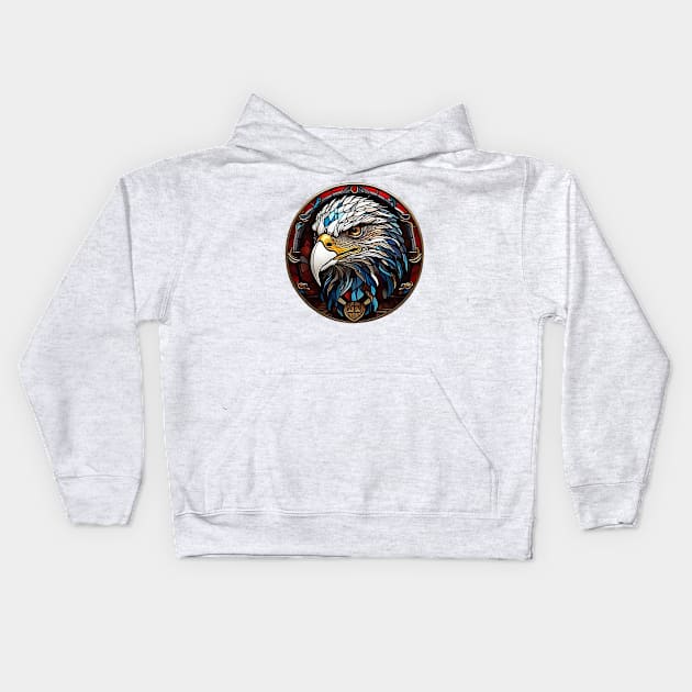 Stained Glass Eagle Kids Hoodie by likbatonboot